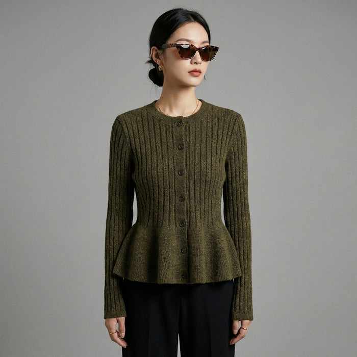 Pull court vert foncé col rond ceintré - Koreanxwear - Taille S