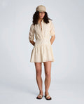 Curved Yoke Sequin Mini Long Sleeve Shirt Dress