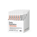 Momentous Daily Hydration carton, Grapefruit Flavor, 30 Packets, net wt 4.2oz 120g, open with grapefruit-banded stick packs standing upright: hydration supports foundational health and daily performance, intentionally formulated with less sodium for everyday hydration, naturally sweetened with honey and cane sugar with no artificial colors or flavors, dietary supplement, NSF Certified Sport. (394 chars)