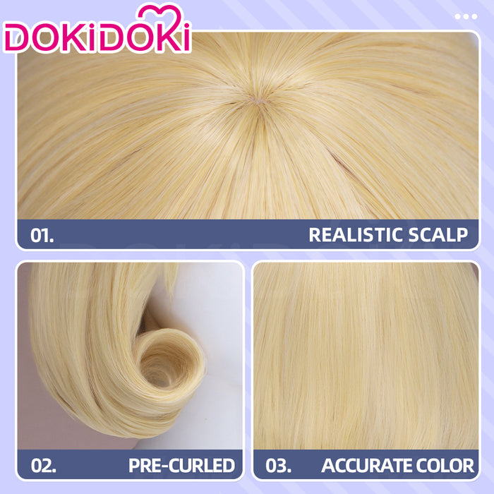 DokiDoki Anime Cosplay Angel Wig Short Blonde Hair Pre Curled