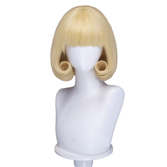 DokiDoki Anime Cosplay Angel Wig Short Blonde Hair Pre Curled