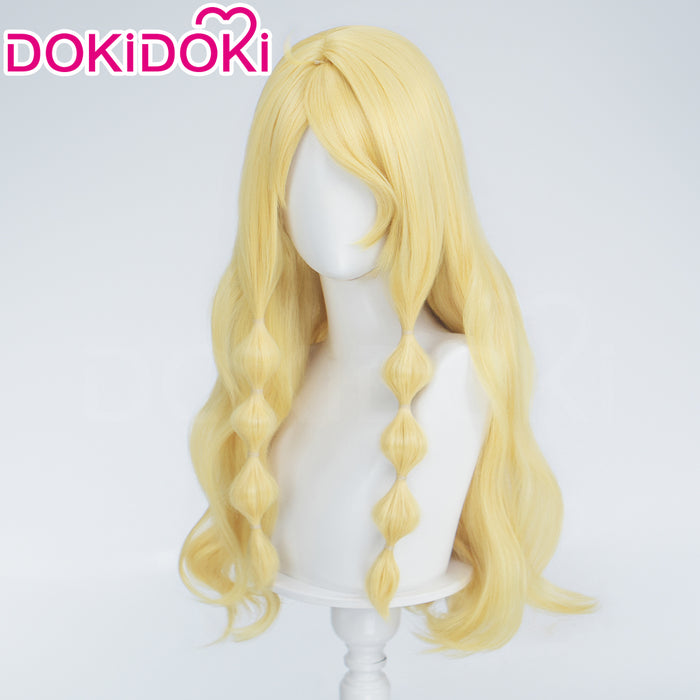 DokiDoki Anime Cosplay Wig Long Curly Blonde Hair Pre Braided