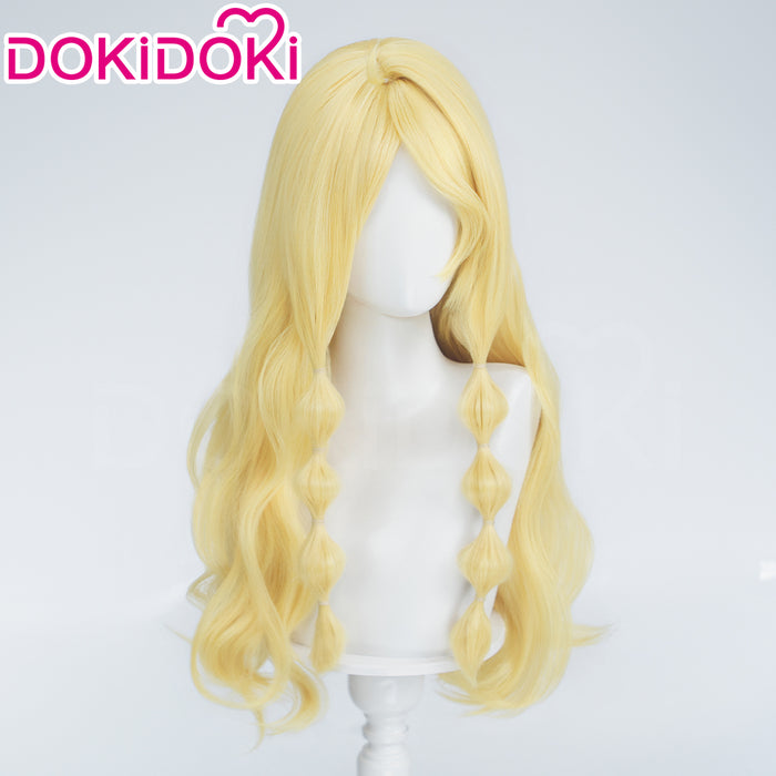 DokiDoki Anime Cosplay Wig Long Curly Blonde Hair Pre Braided