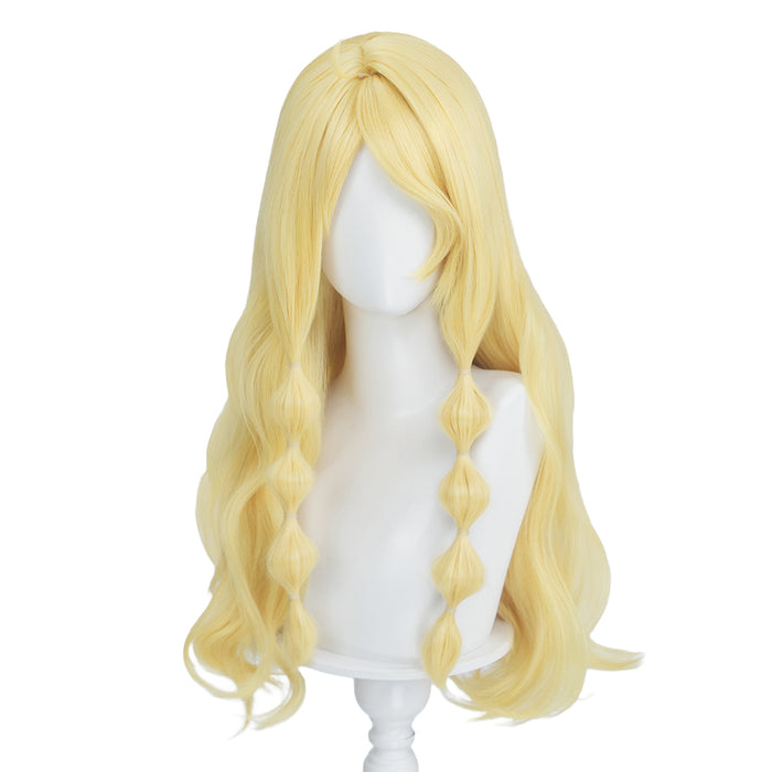 DokiDoki Anime Cosplay Wig Long Curly Blonde Hair Pre Braided