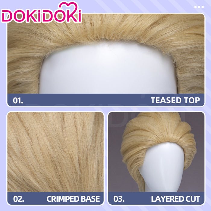 DokiDoki Anime Cosplay Wig Short Blonde Crimped Base Hair