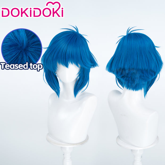 DokiDoki Anime Cosplay Wig Short Straight Blue Hair Layered Cut