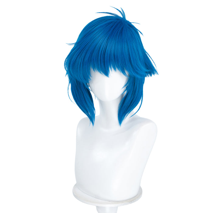 DokiDoki Anime Cosplay Wig Short Straight Blue Hair Layered Cut