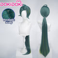 DokiDoki Game Cosplay Trainer Wig Long Straight Green Yellow Highlight Hair