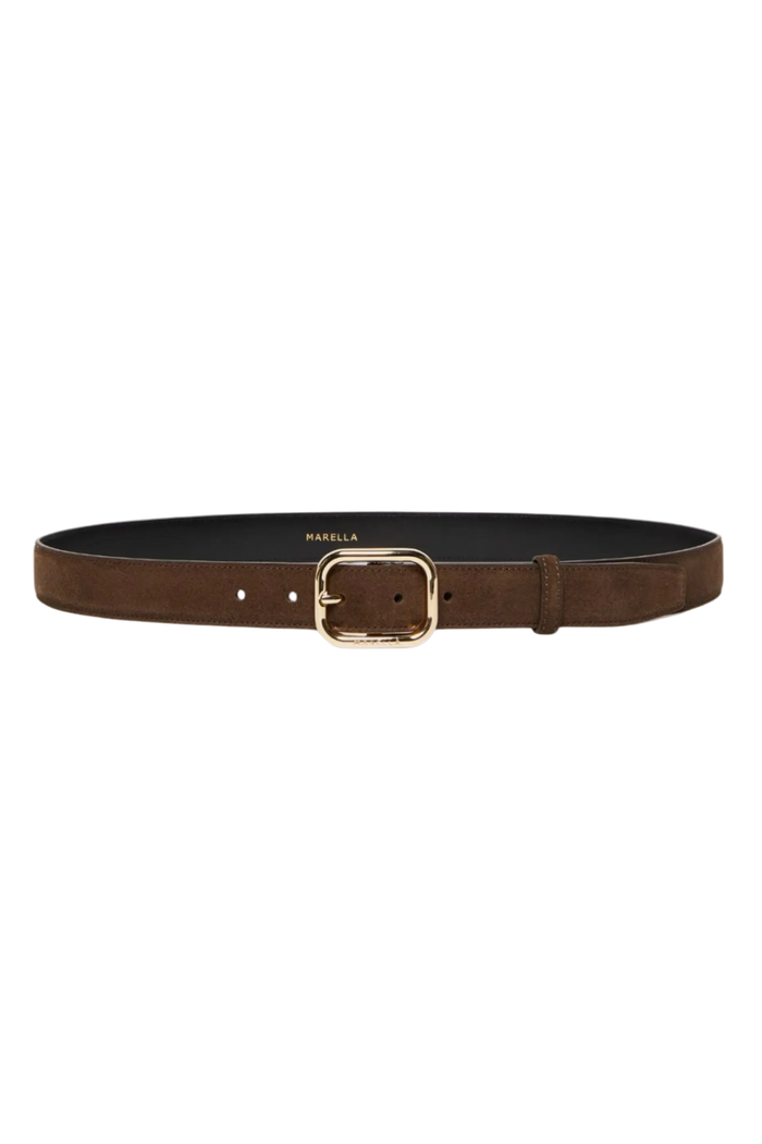 Marella Doppia Suede Belt in dark brown