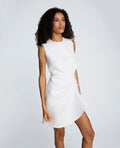 Draped Pleated Mini Cascading Detail Dress