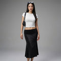 Jupe plissée noire mi-longue, style élégant K-fashion pour femme - Taille S