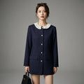 Veste femme col poupée bleu tibétain à rayures - Mode Coréenne - Taille S