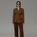 Blazer cintré élégant couleur caramel pour femme - Mode Coréenne - Taille S