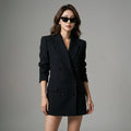 Blazer femme noir double boutonnage, col cranté - Koreanxwear - Taille S