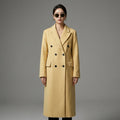 Manteau long en laine élégant pour femme, double boutonnage, style Old Money. Idéal hiver. - Taille S