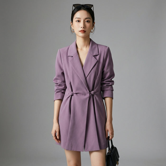 Blazer ample élégant couleur violet clair - Koreanxwear - Taille S