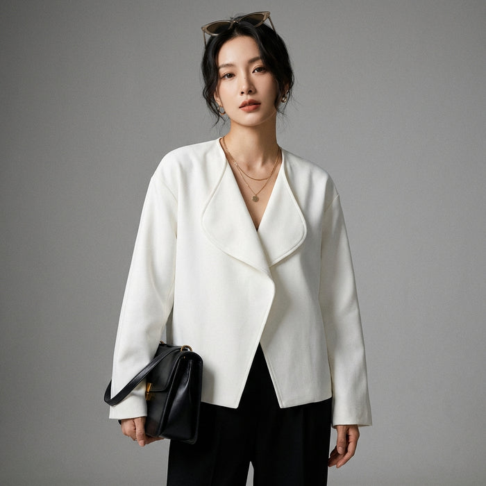 Veste cropped oversize blanche femme - Mode Coréenne Hiver - Taille S
