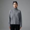Pull col roulé gris élégant pour femme - Koreanxwear - Taille S