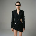 Blazer court noir col V pour femme - Mode K-fashion élégante - Taille S