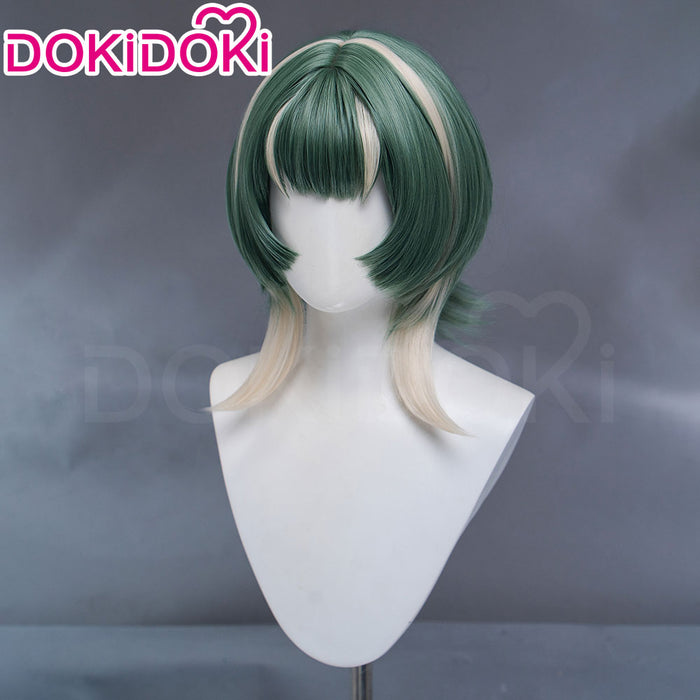 【EU Local Shipping】DokiDoki Anime GACHIAKUTA Cosplay Guita Wig / Tattoo Short Green Silver Highlight Hair