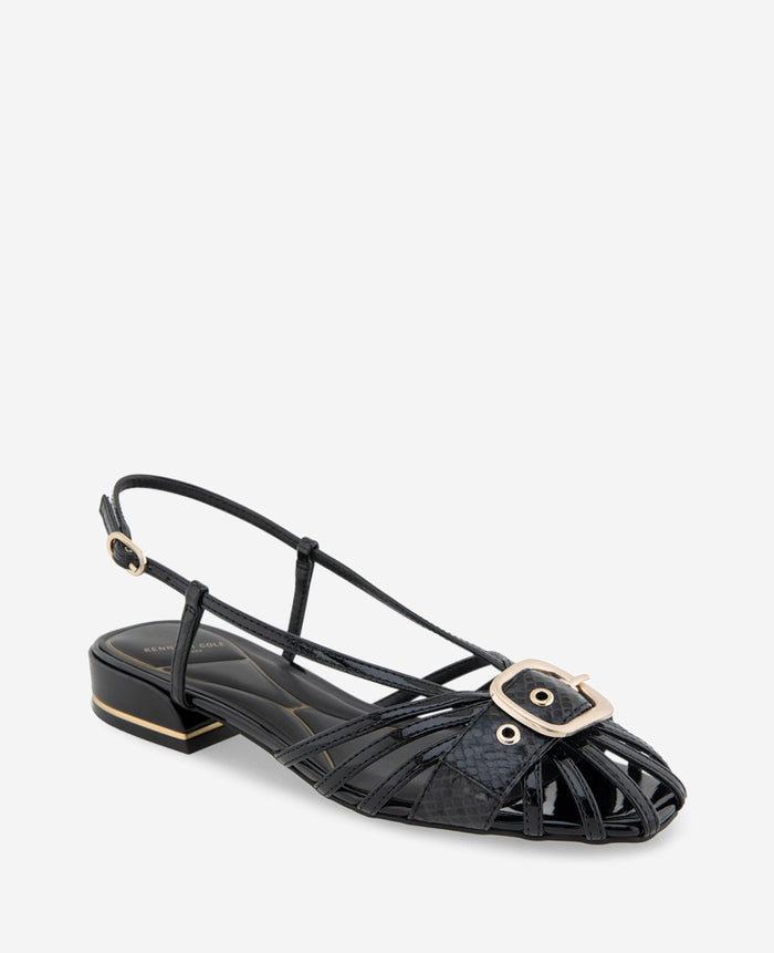 Farrah Patent Caged In Buckle Sandal