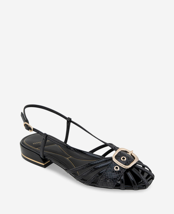 Farrah Patent Caged In Buckle Sandal