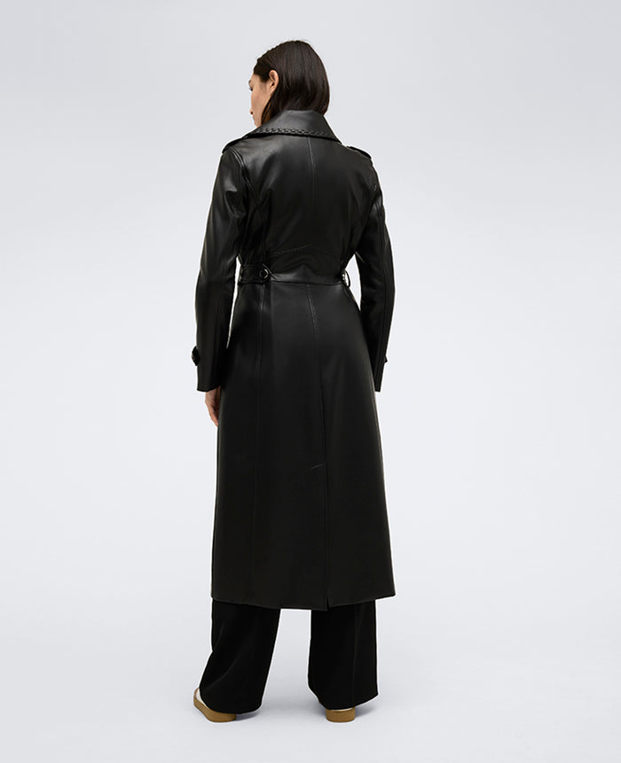 Faux Leather Belted Trench