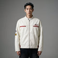 Veste moto effet cuir homme - Style streetwear coréen noir et blanc - Taille M