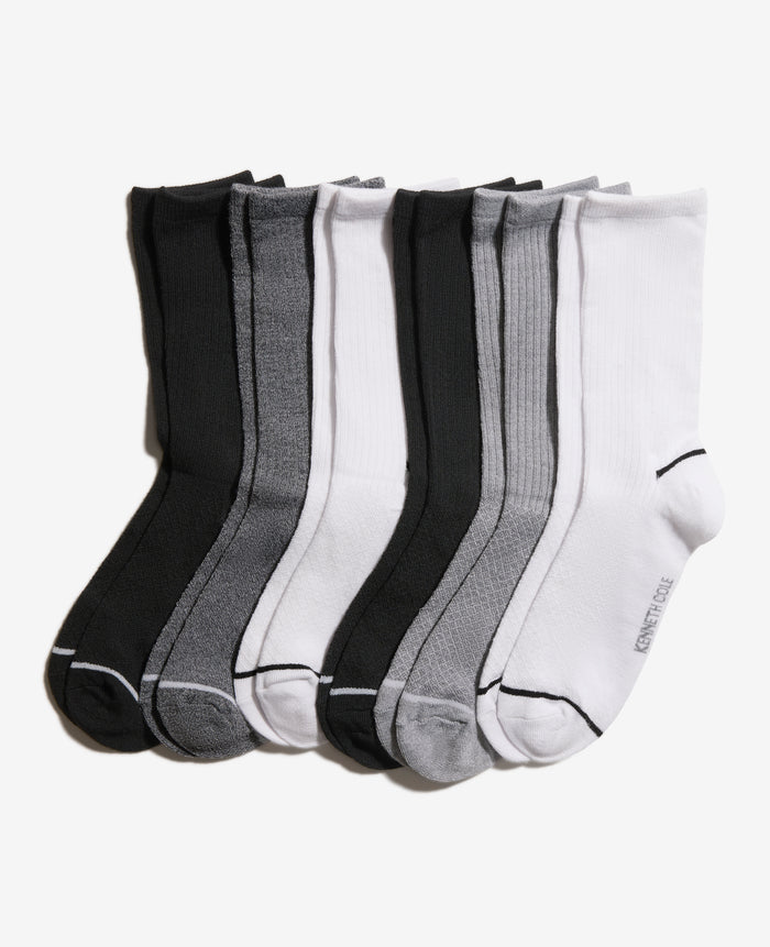 Fine Rib-Diamond Texture Crew Socks 6-Paco
