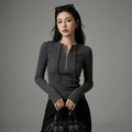 T-shirt ajusté à manches longues col rond femme - Koreanxwear - Taille S