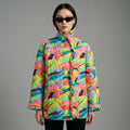 Veste rembourrée col montant imprimé floral femme - K-fashion - Taille XS