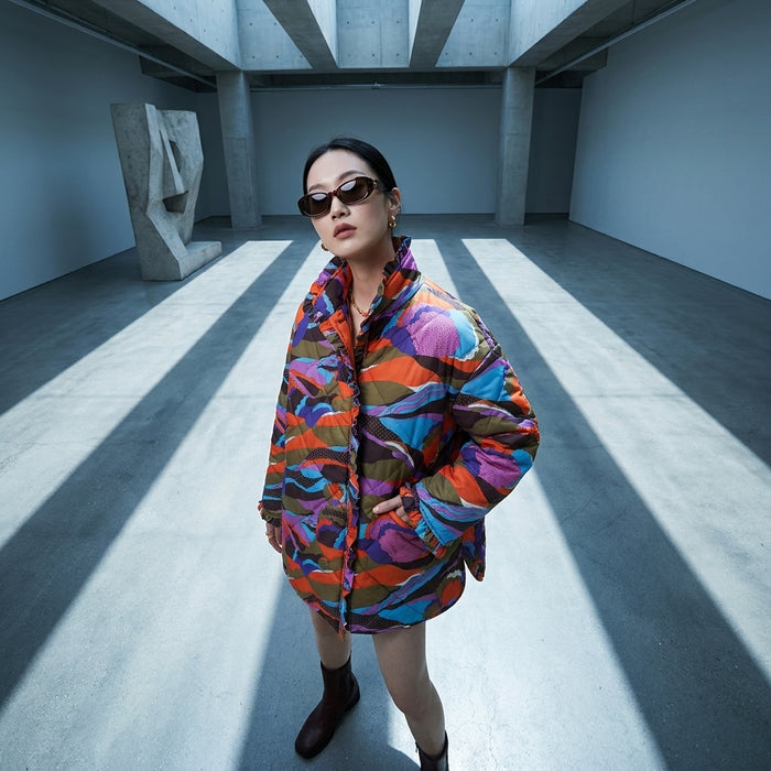 Veste rembourrée col montant imprimé floral femme - K-fashion