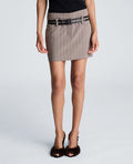 Fly Front Double Belted Mini Skirt