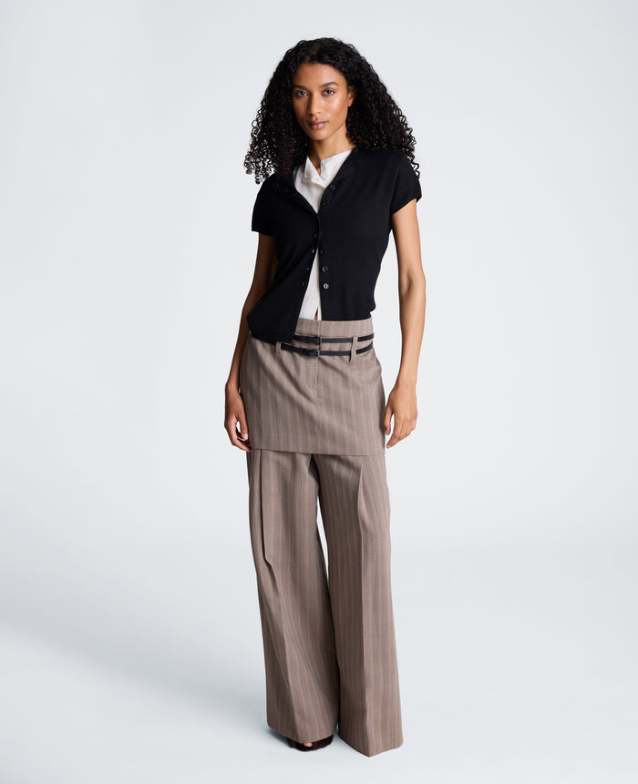 Fly Front Double Belted Mini Skirt
