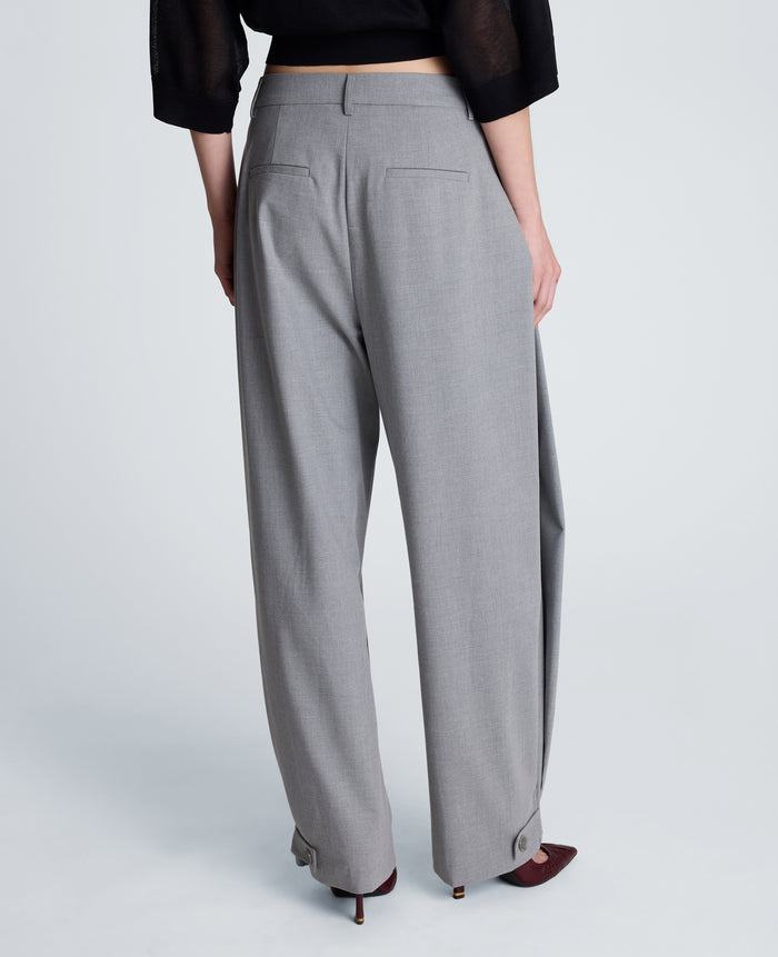 Fly Front Wide Leg Accordion Side Pleat Pant