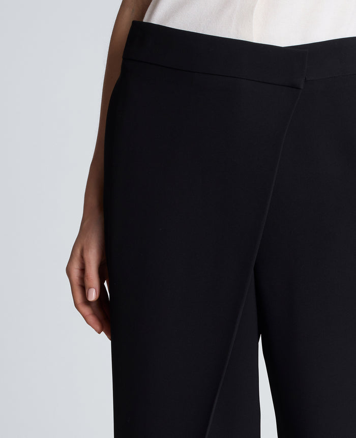 Fly Front Wide Leg Asymmetrical Crossover Pant