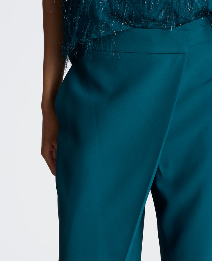Fly Front Wide Leg Asymmetrical Crossover Pant