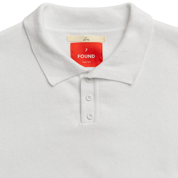 Found - Knitted Polo LS Tee (White)