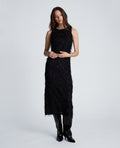 Fringed Organza Midi Sheath Dress
