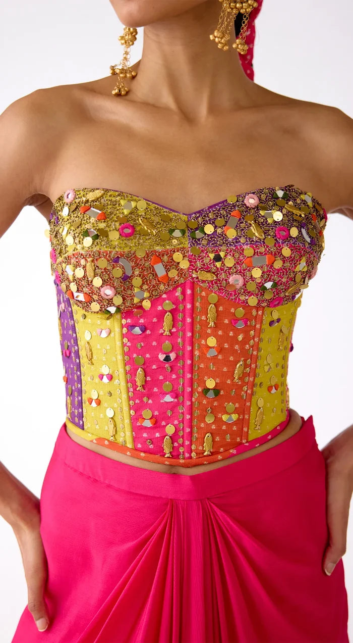Fuschia Aura Corset & Skirt Set