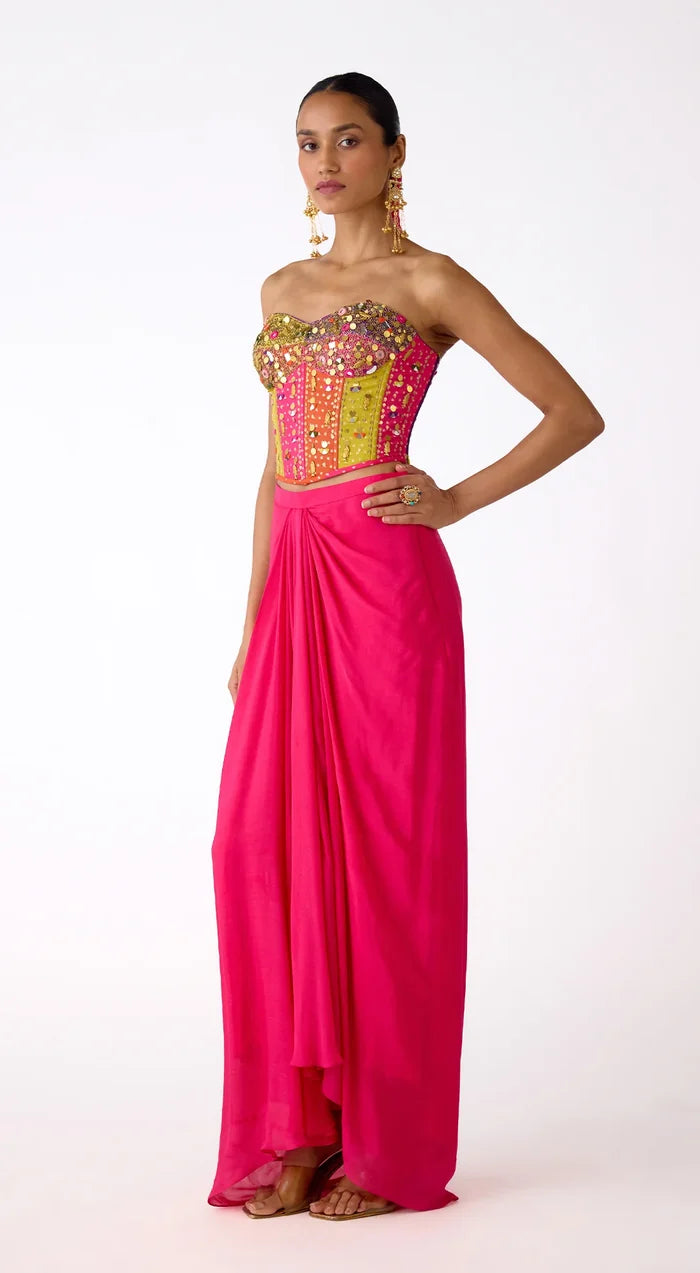 Fuschia Aura Corset & Skirt Set