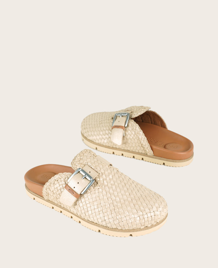 GENTLE SOULS - Brantley Buckle Woven Leather Mule