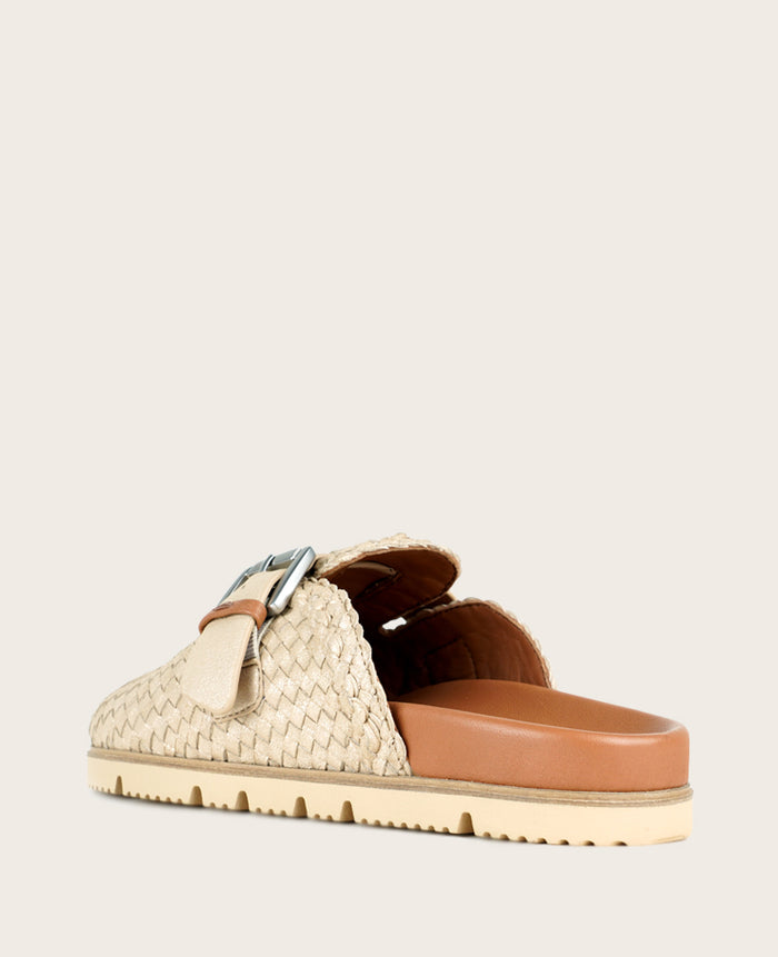 GENTLE SOULS - Brantley Buckle Woven Leather Mule