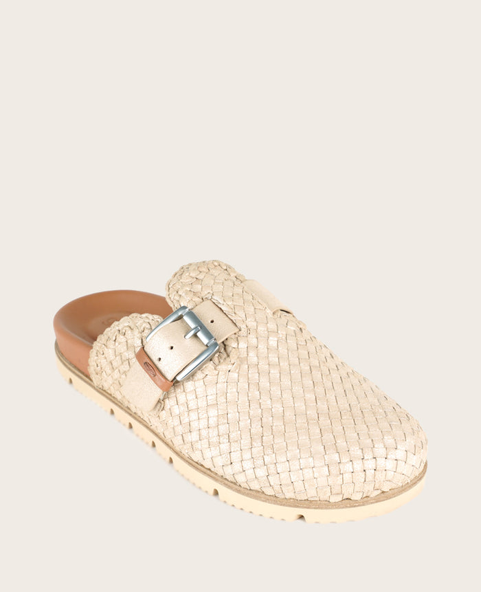 GENTLE SOULS - Brantley Buckle Woven Leather Mule