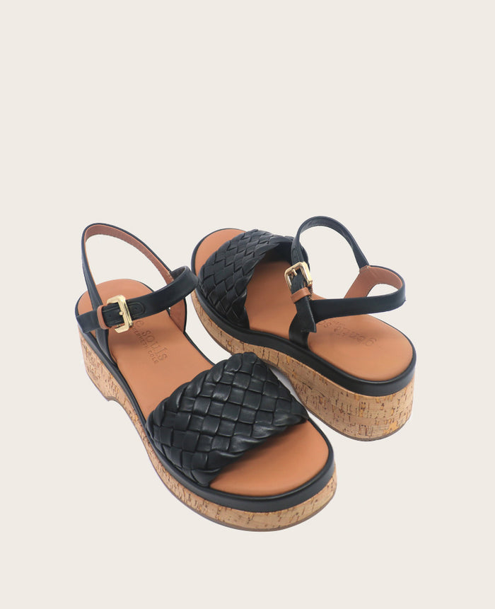 GENTLE SOULS - Dorris Woven Leather Cork Platform Sandal
