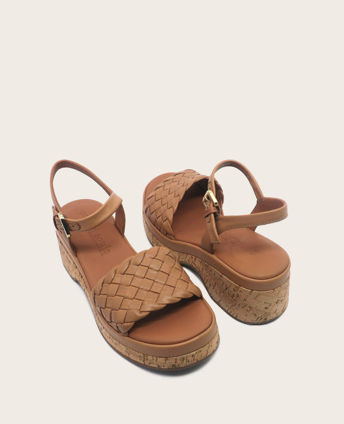 GENTLE SOULS - Dorris Woven Leather Cork Platform Sandal