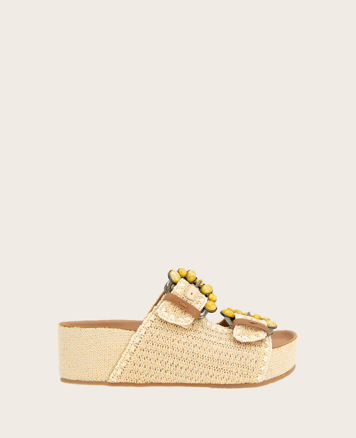 GENTLE SOULS - Kendall Raffia Wrap Buckle Wedge