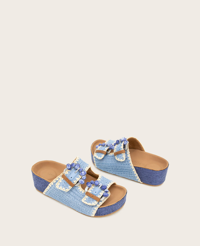 GENTLE SOULS - Kendall Raffia Wrap Buckle Wedge