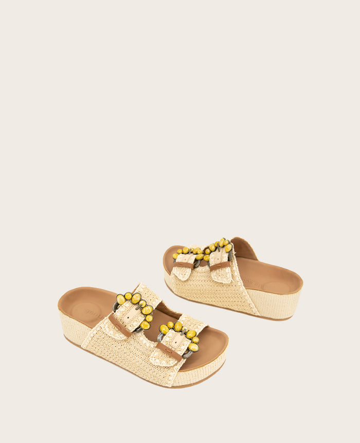GENTLE SOULS - Kendall Raffia Wrap Buckle Wedge