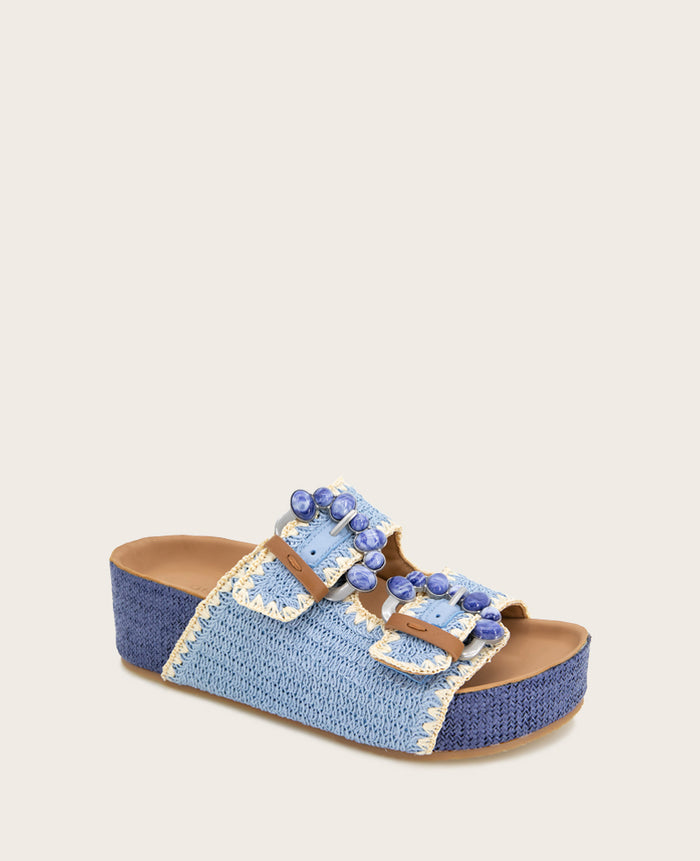 GENTLE SOULS - Kendall Raffia Wrap Buckle Wedge